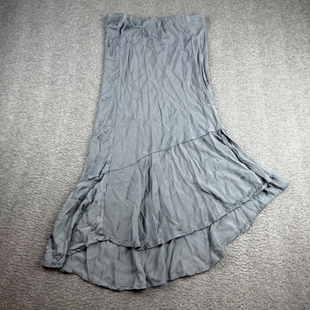 Anthropologie Maxi Skirt Womens Small Gray High Low Ruffle Hem Viscose OB1479460
